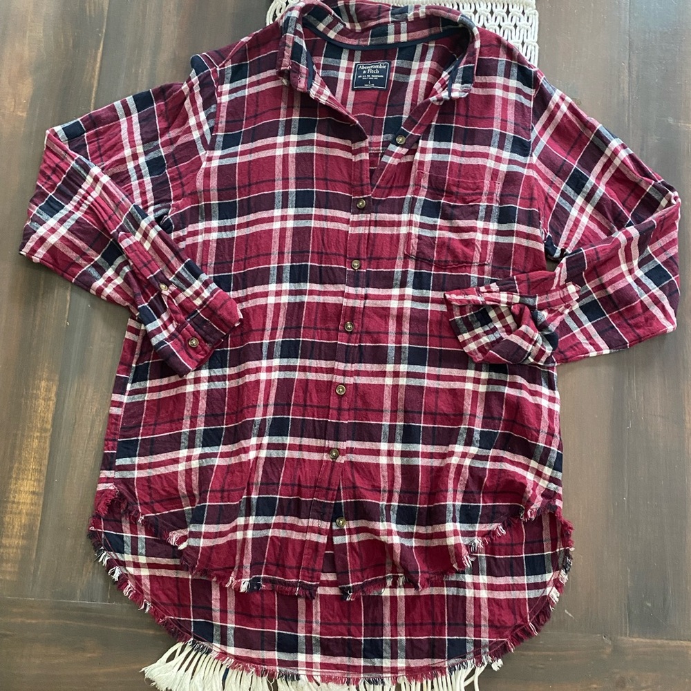 Abercrombie & Fitch Red Plaid Button Down Shirt